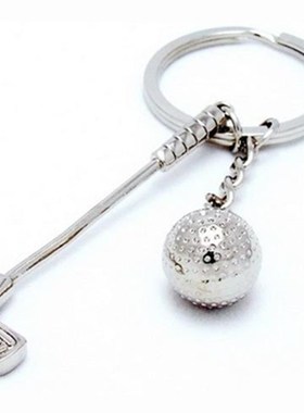 Beautiful Alloy Silver Golf Club  Key Ring  Bag Purse Pendan