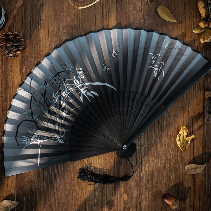 扇子男生霸气折扇古风玉骨中国风随身夏天便携黑骨竹木质舞蹈扇女