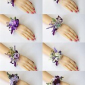 GZ6M欧式 胸花k手腕花新郎新娘襟花姐妹手花仿真花结婚摄影紫色马