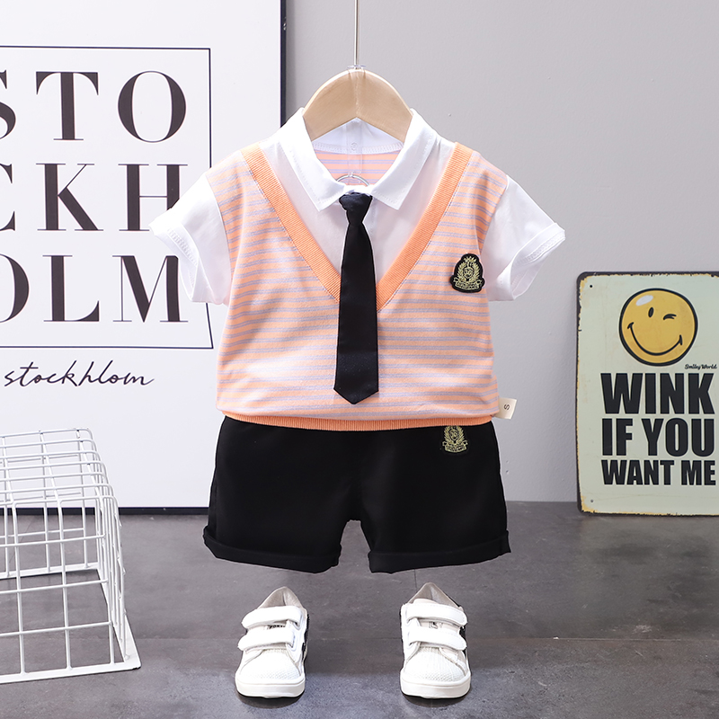 一周岁宝宝衣服夏季男童生日礼服男孩西装套装学院风小礼服儿童夏