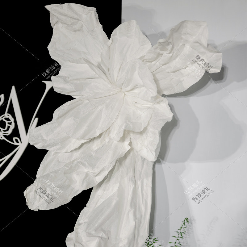 巨型纸花纸艺美塑花大型婚礼背景花装饰手工褶皱纸花橱窗美陈花艺