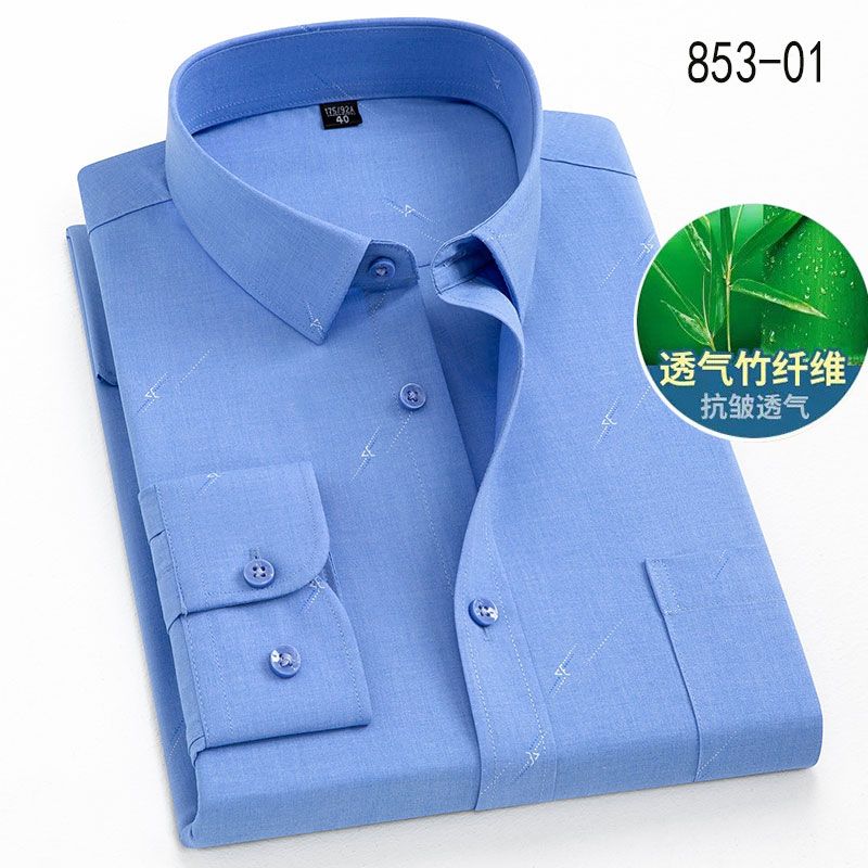 夏季薄款男短袖衬衫宽松免烫中老年衣服中年爸爸老人长袖衬衣纯棉