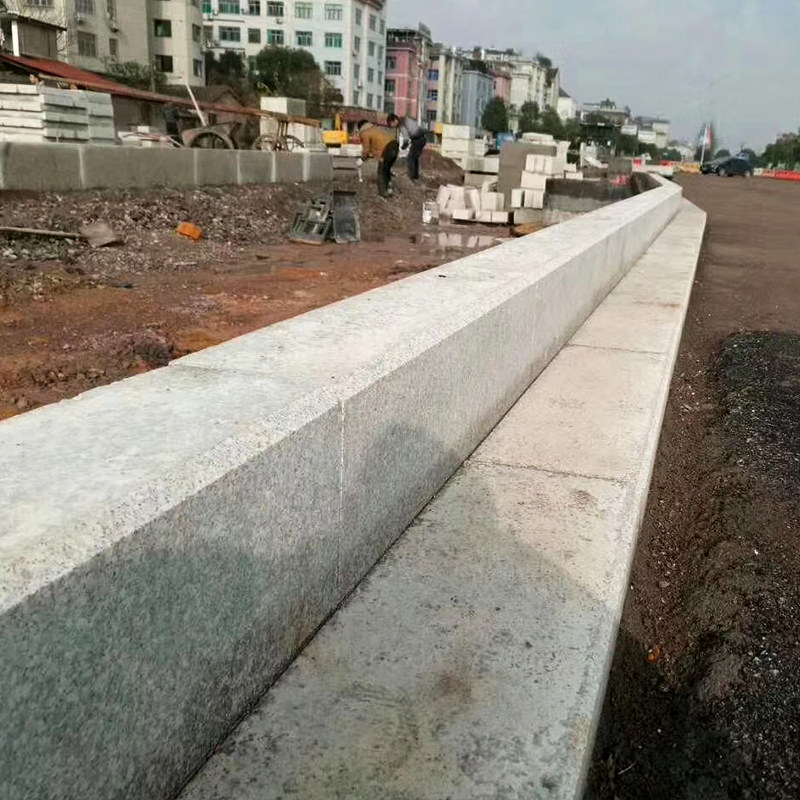 芝麻白灰黑花岗岩道路牙路边侧平石树围火烧板荔枝面路y沿大理石