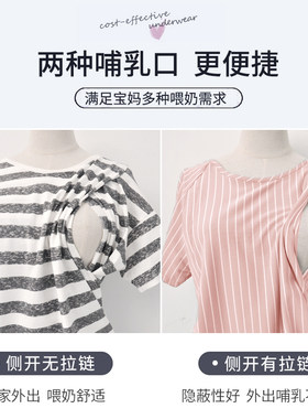 哺乳连衣裙夏季外出大码哺乳衣产后E喂奶裙子纯棉亲子哺乳装月子