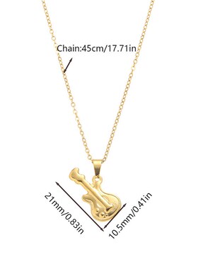 时尚网红个性钛钢项链轻奢高级小提琴吊坠跨境Q饰品百搭锁骨链男