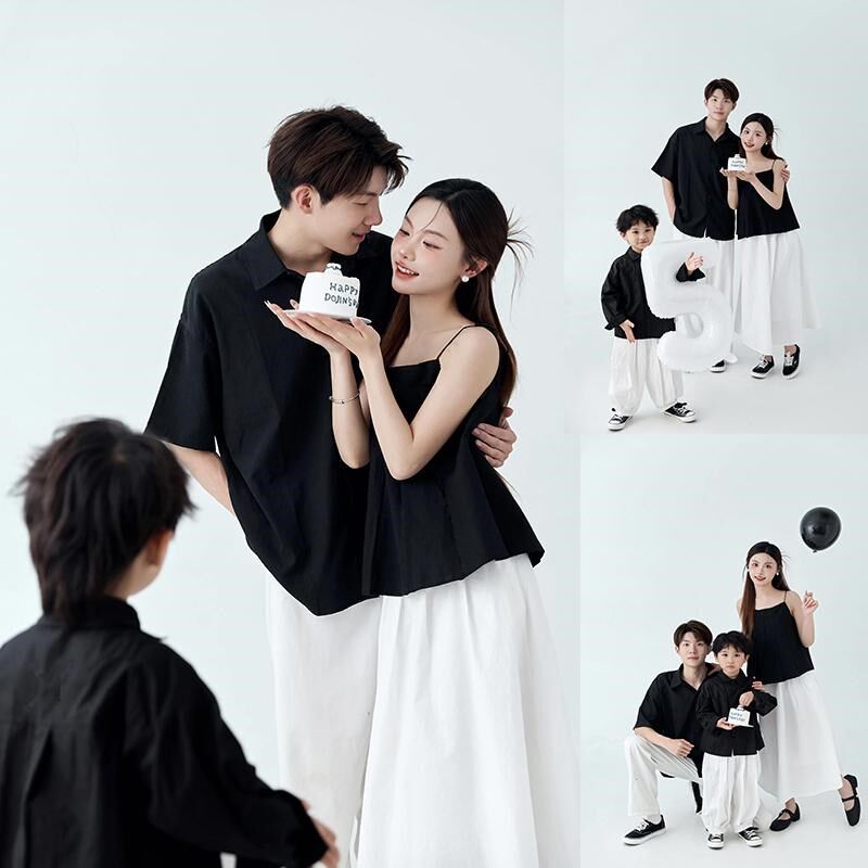 全家福摄影服装黑色系家庭装三口亲子装影楼拍照亲子主题家庭装,童装/婴儿装/亲子装,亲子装/亲子时装,淘宝优惠券,粉丝福利购,淘宝优惠卷