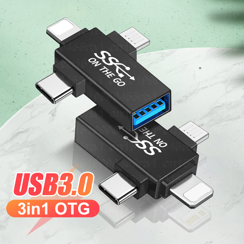 3in1 OTG Adapter For iPhone 14 13 12 11 Pro Max iPad U Disk