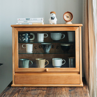 厨房餐桌杯子收纳柜餐边柜玻璃展示柜手办储物柜咖啡杯小碗柜 日式