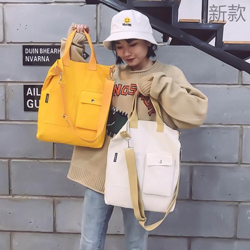 韩版学生手提帆布袋女学补习院风袋大容量单肩包女上课斜挎包新款
