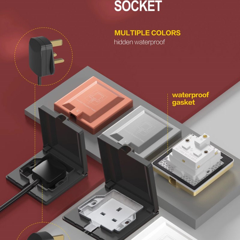 86型港澳英式嵌入式13A插座面板隐形隐藏式内嵌墙壁插蘇凹陷内凹