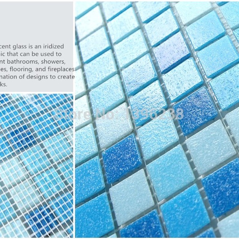 推荐Free shipping!Sea Blue Glass Mosaic Tile Outdoor Wall Fl