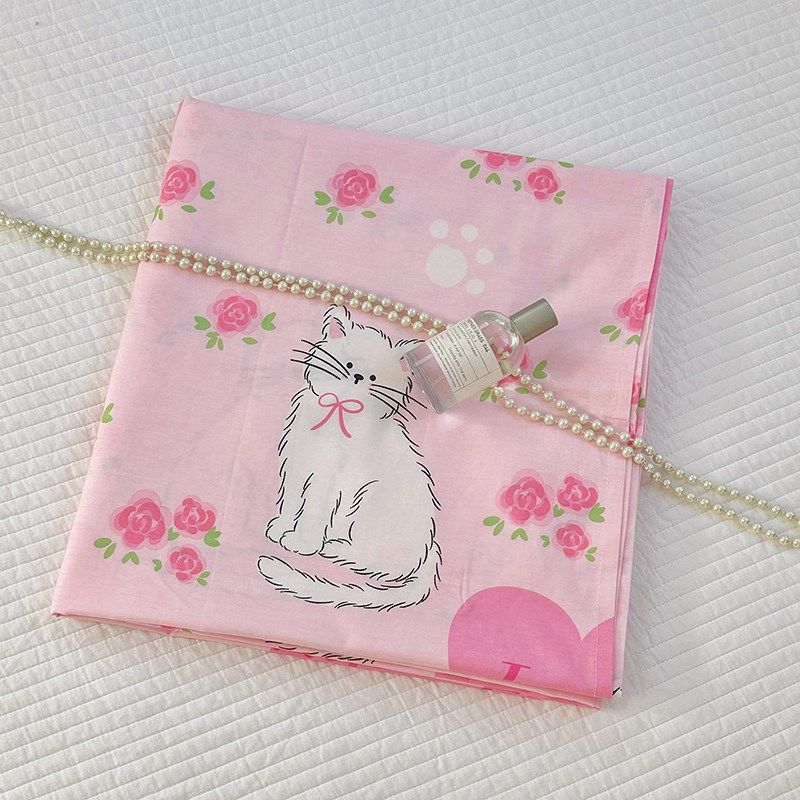 自留款多巴胺粉色猫咪儿童卡通床单全棉斜纹学生宿舍床单睡单,床上用品,床单,淘宝优惠券,粉丝福利购,淘宝优惠卷