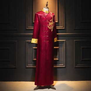 新中式 婚禮主持h人新郎伴郎秀禾服相聲大褂民國(guó)長(zhǎng)袍馬褂老爺演出