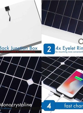 NEW 100W 18V Mono Solar Panel SB 12V/5V DC Monocrystalline F