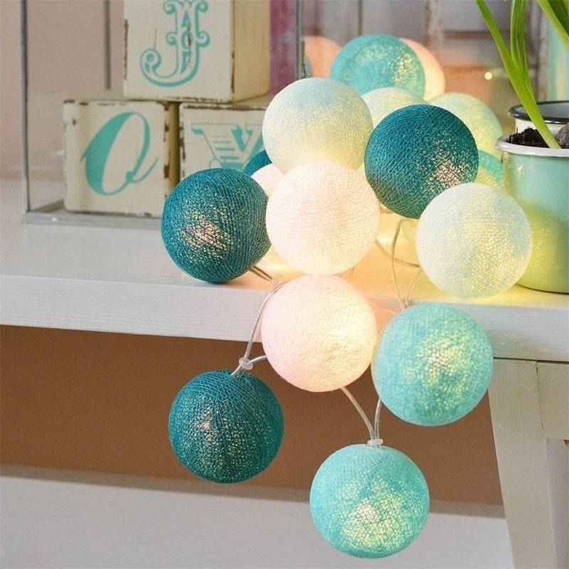 极速20 Leds Cotton Balls Lights LED Fairy Garland Ball Light