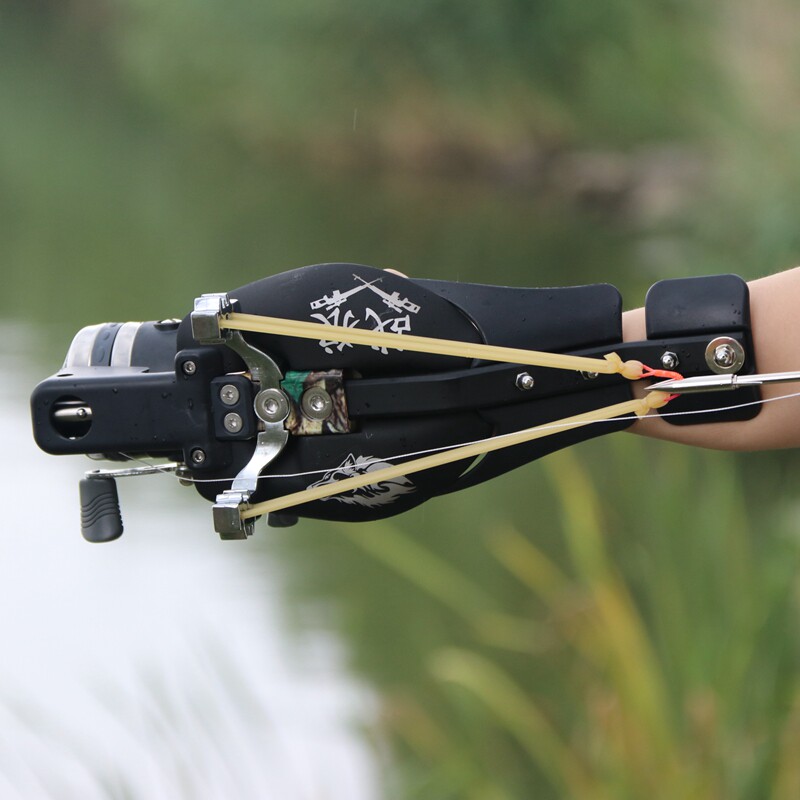 新款战狼射鱼神器工具激光打鱼弹弓高精度护板p套装渔箭捕鱼鳔弹