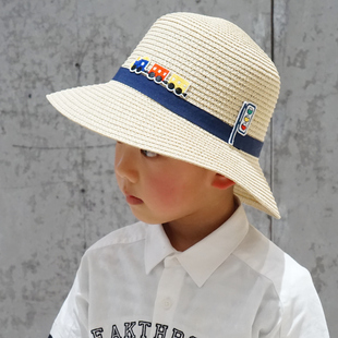 儿童草帽男童大檐遮阳帽亲子帽母子沙滩帽出游宝宝凉帽小孩太阳帽