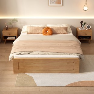 实木高箱储物床小户型单人床家用双人床无床头榻榻米多功能气压床