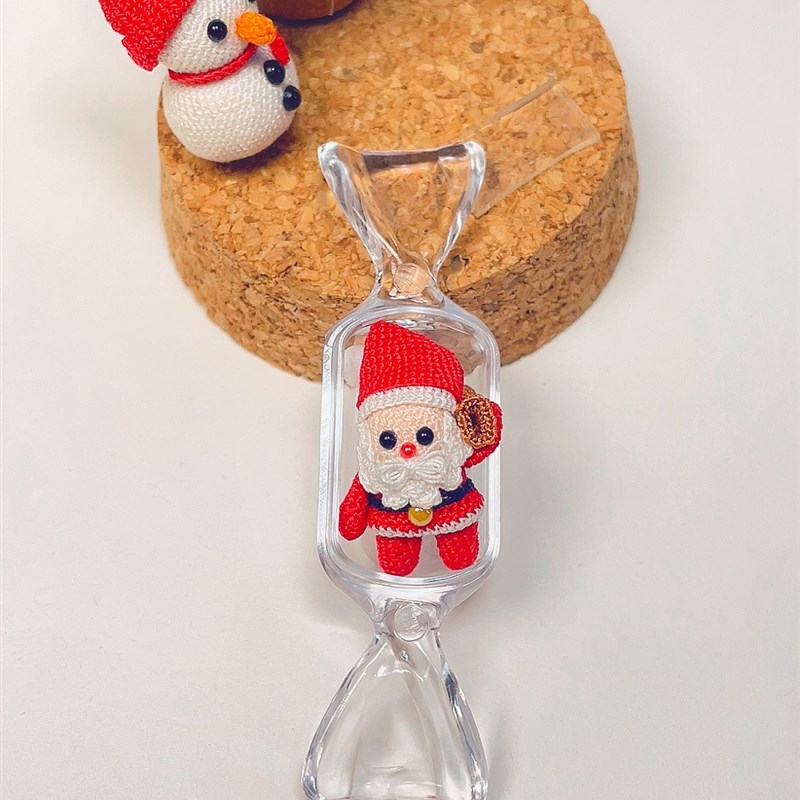 钩针编织 微钩圣诞老人 圣诞节礼物 高3厘米 80号蕾丝线