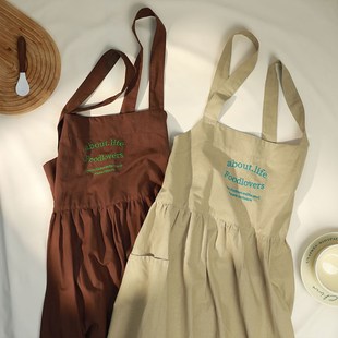 加宽加大围裙厨房家用2024新款防泼水刺绣工作服女士漂亮时尚