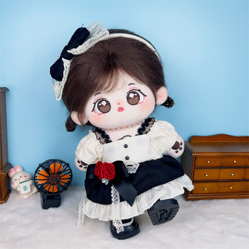 娃衣10cm/20cm厘米棉花娃娃换装衣服公仔黑白连衣裙公主裙子套装