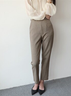 XINER 西装裤女春夏季u职业正装九分裤子后开叉设计感直筒烟管裤