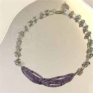 新品-Sweet and cool hot girl hip-hop violet rice beads multi