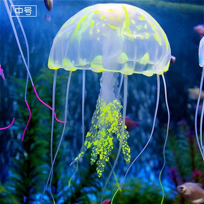 漂浮式水母e鱼缸造景树森林配件大全水族箱装饰观摆件荧夜光假真