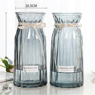 特大号玻璃花瓶透明水培富贵竹花瓶客厅家用插花瓶 速发 两件套