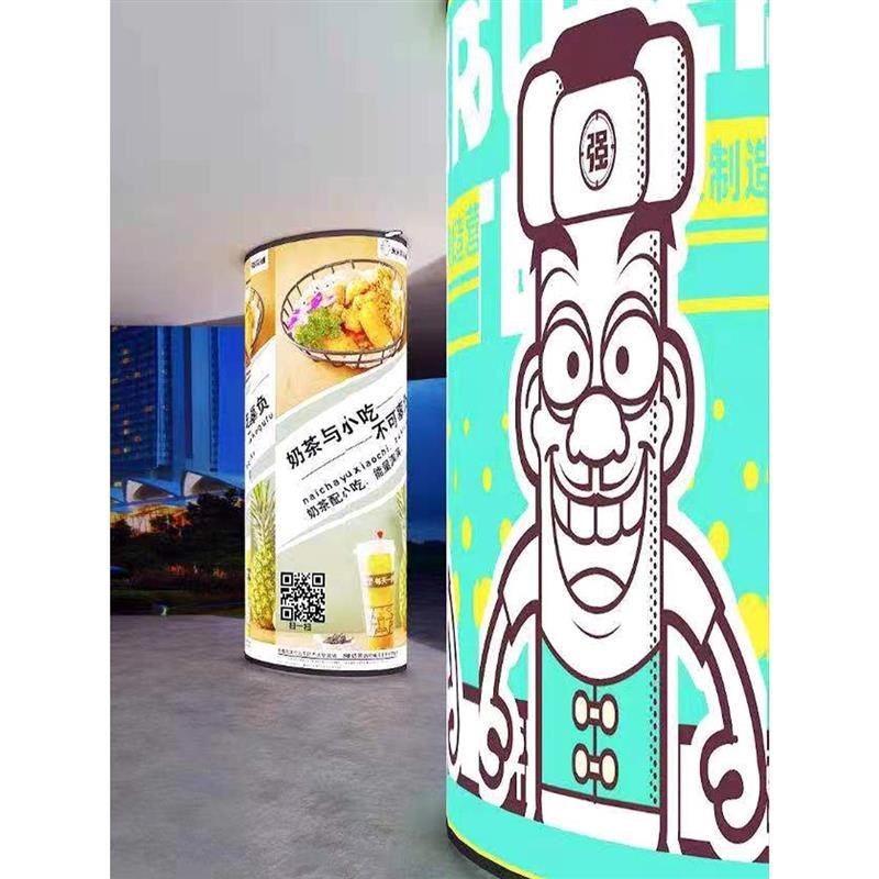 包柱卡布灯箱折弯折圆弧形灯箱高铁机场柱M子软膜灯箱型材圆柱灯