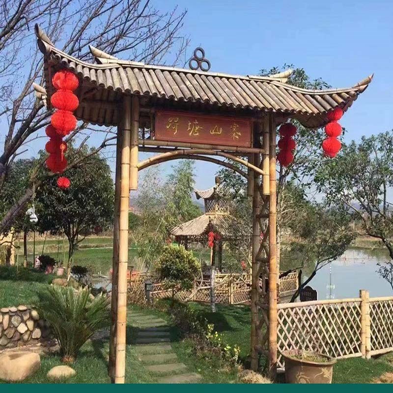 竹门头竹子门楼竹篱笆围栏庭院农场户外竹门楼园艺竹围栏竹子门1