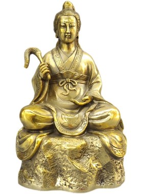 何仙姑铜像摆件黄铜八仙人物雕像之一何秀姑神像中式家居佛堂桌面