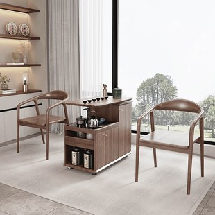 全实木移动茶车家用客厅沙发边几旋转功夫茶桌乌金石泡茶喝茶台