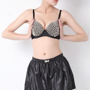 Women New Sexy Meta All Rivet Spike Bras over 2018 新品 Party