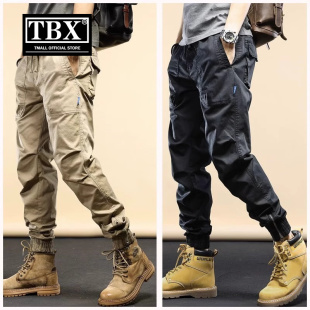 工装裤男士春秋季2024新款宽松休闲男裤束脚运动裤子男款冬装加绒