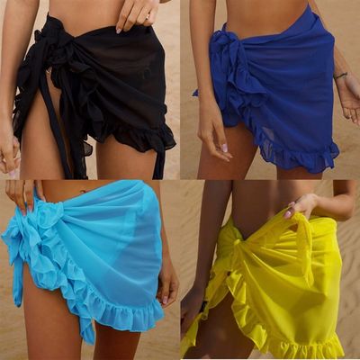 Women Summer Beach Chiffon Swimwear Pareo Scarf Sarong ver U