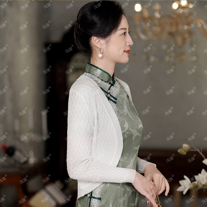 旗袍外搭披肩短款针织开衫薄款上衣女2024春秋夏季空调衫显瘦外套