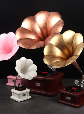 复古留声机模型摆件创意手工艺品家居酒吧房间布置酒柜摆设装饰品
