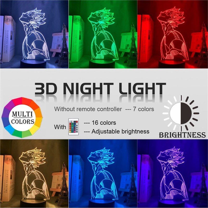 3d Night Light Anime Haikyu Bokuto Light for Bedroom Decor C