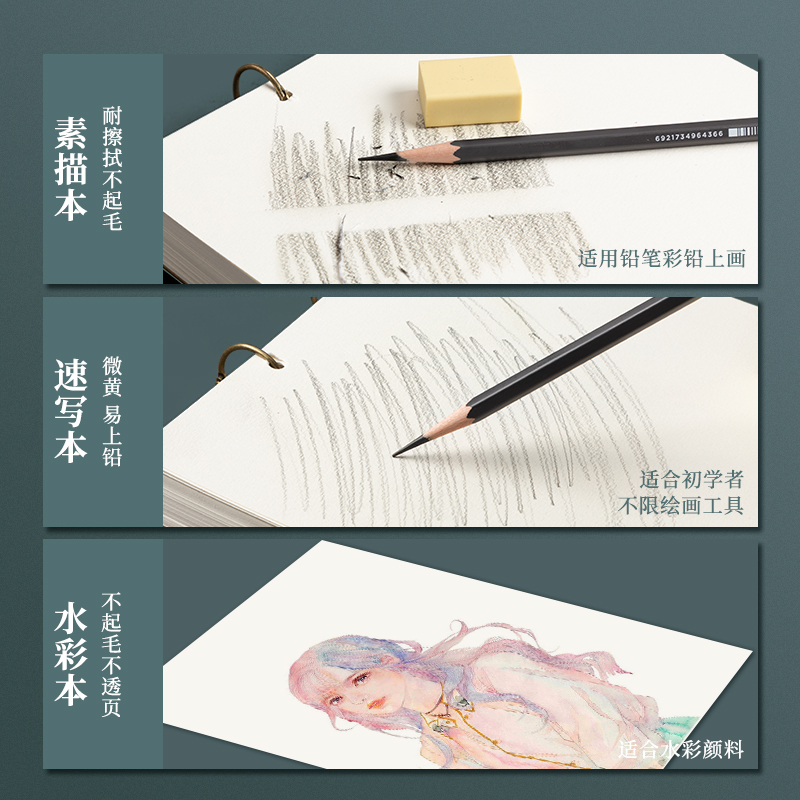 极速A4 Sketch book A5Sketchbook art paper A3 fine arts Hardf 文具电教/文化用品/商务用品 素描/素写本 原图主图