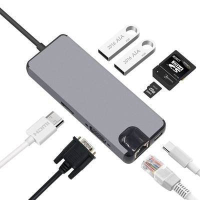 推荐USB C Hub HDMI VGA Ethernet Lan RJ45 Adapter for Mac boo