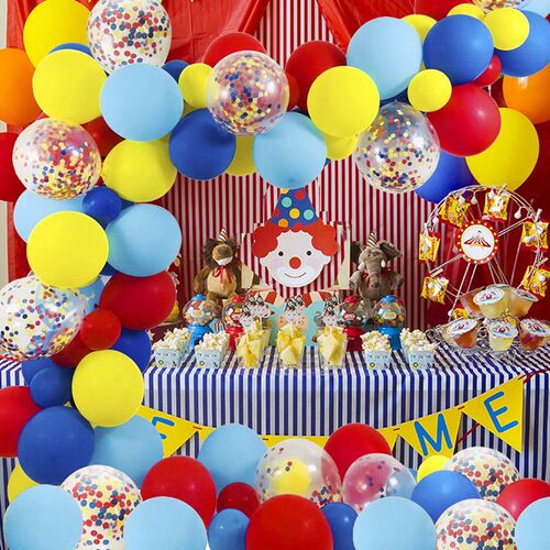 80PCS Circus Party Balloon Arch Suite Latex Red Yellow Dark