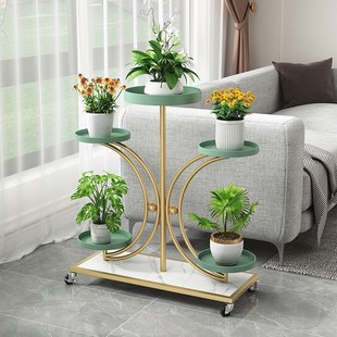 花架置物架移动室内客厅铁艺阳台带轮多层落地式 绿萝高颜值花架子