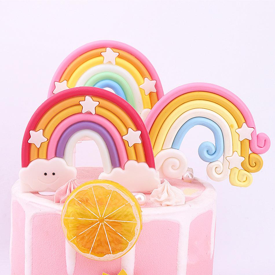 推荐Rainbow Birthday Cake Decoration Cute Cartoon Rainbow Ca