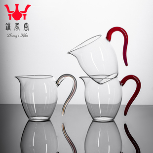 钟家窑玻璃公道杯茶海公道分茶器茶漏套装耐高温玻璃带把手公道杯