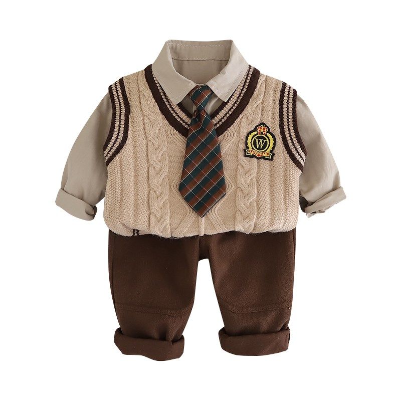 男童秋装套装2024新款儿童春秋季洋气宝宝学院风毛衣马甲三件套潮,童装/婴儿装/亲子装,套装,淘宝优惠券,粉丝福利购,淘宝优惠卷