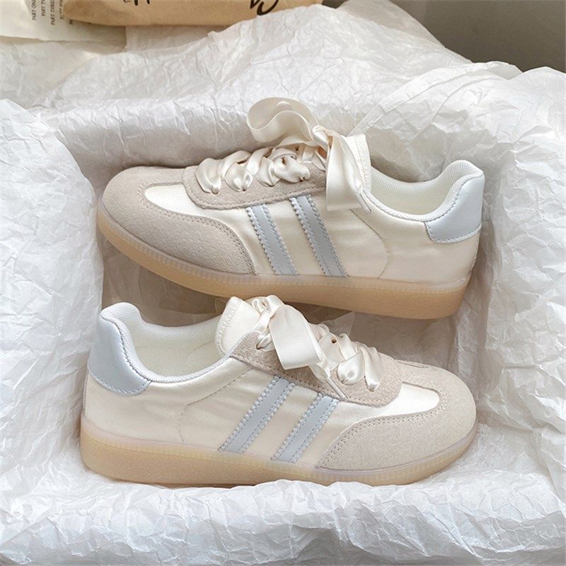 2024春夏季新款粉色德训鞋女款百搭鞋子透气布鞋软底小白鞋得训鞋