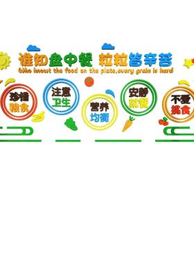 节约粮食贴纸食堂文化标语幼儿园墙面装饰布置材料主题饭桌托管班