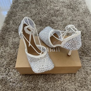Women Sandals Shoes 推荐 Crystal High 9CM Heels Sandal Woman