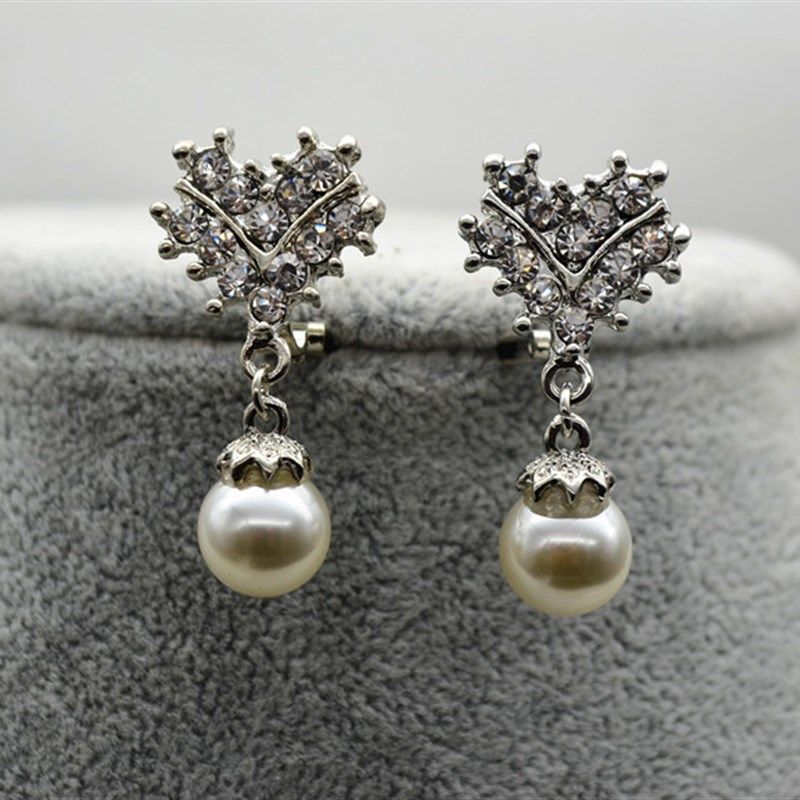 韩版伴娘新f娘珍珠饰品结婚晚礼服婚纱水钻项链耳环首饰套装